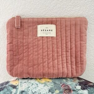 Sezane Makeup Cosmetic Pouch Rose Pink EUC